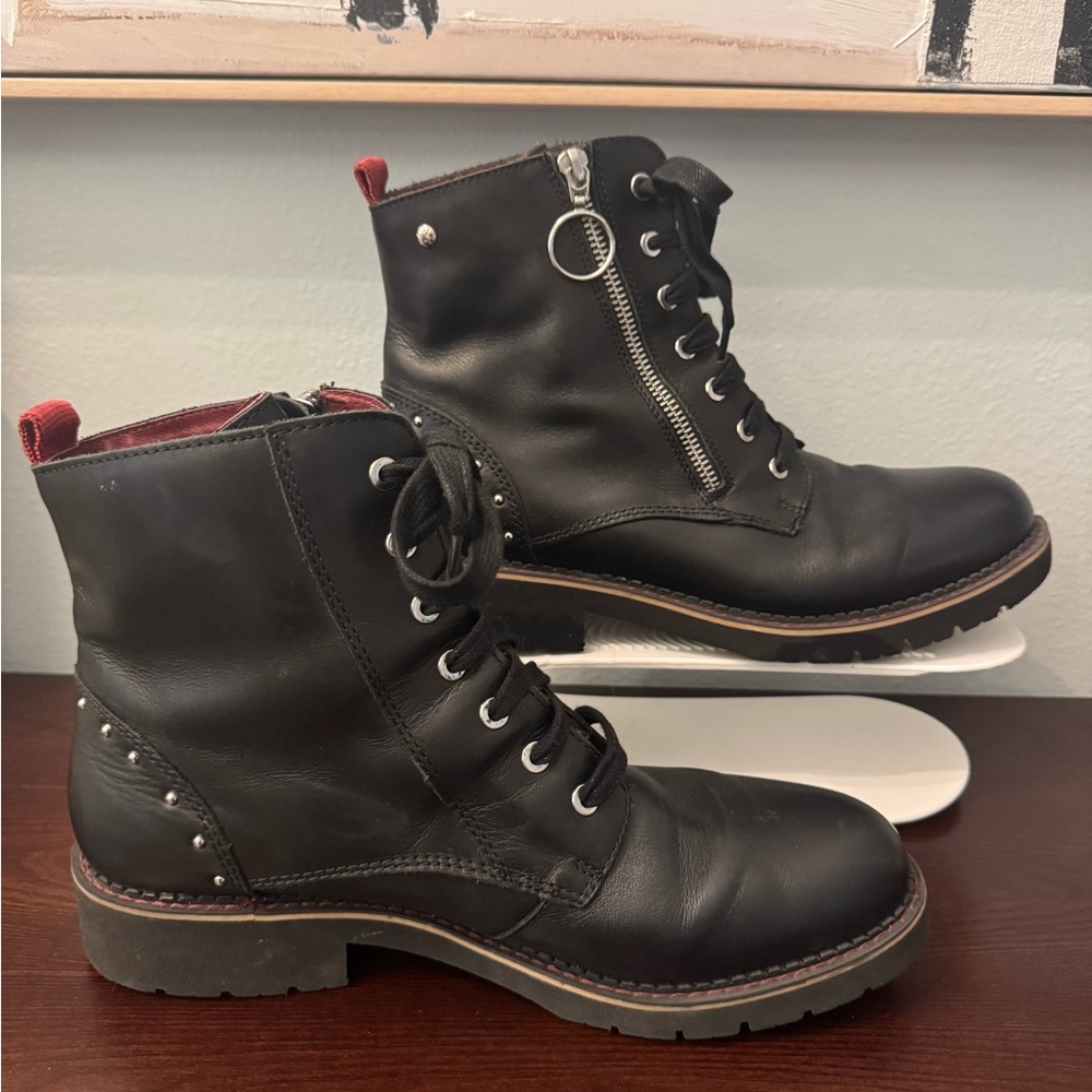 PIKOLINOS Vicar Black Heeled Boots with Red Accents Grunge Y2K 90’s Combat 10.5 - Picture 1 of 6